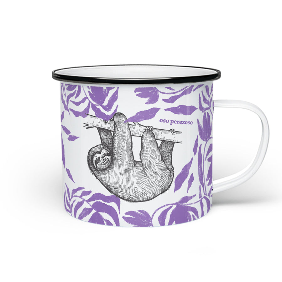 Taza de peltre Oso perezoso de MOONGS, con ilustración de oso perezoso de la fauna colombiana