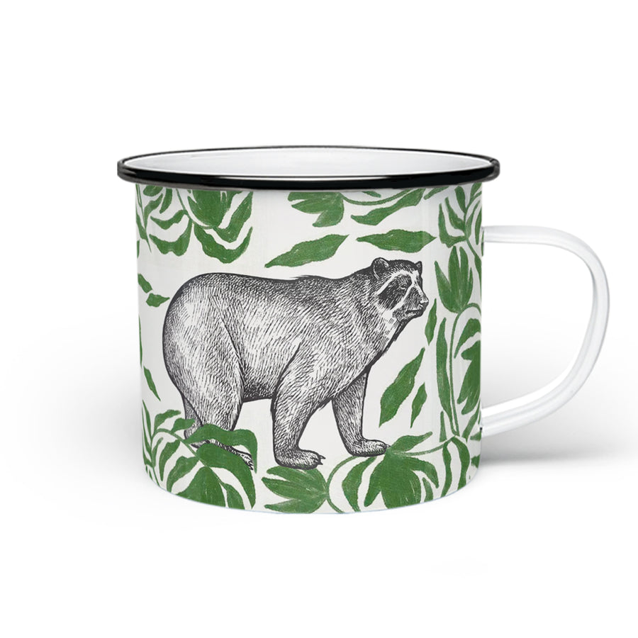 Taza de peltre Oso de Anteojos de MOONGS, con ilustración de oso de anteojos de la fauna colombiana