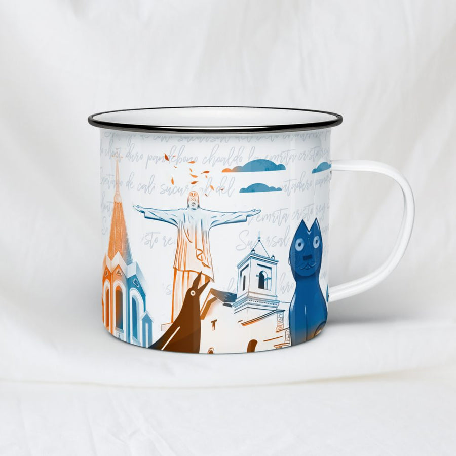 Taza de peltre Corazón caleño de MOONGS, con ilustración de Cali