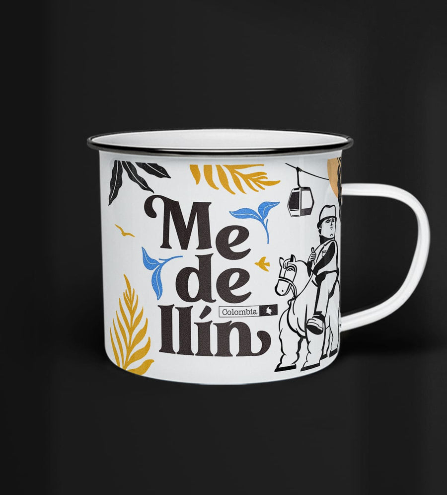 Taza de peltre Medellín de MOONGS, con ilustración de Medellín